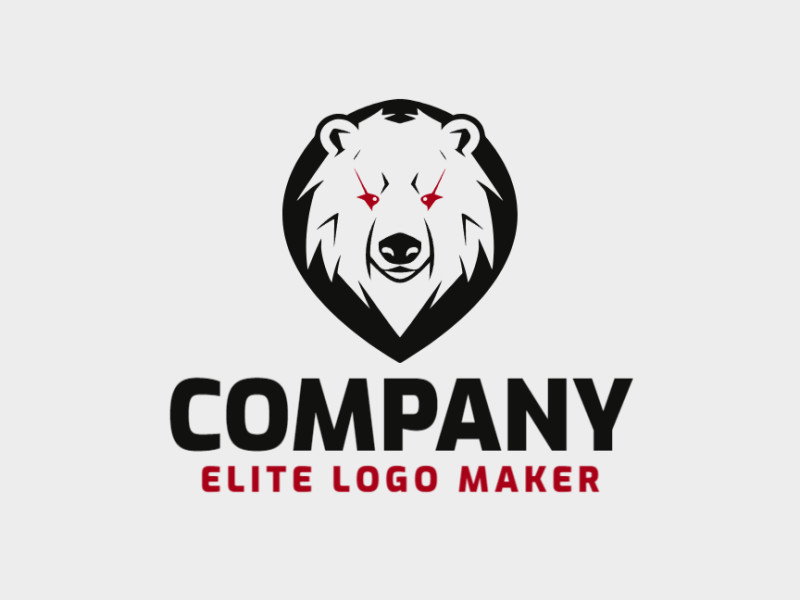 Logotipo simétrico com a forma de um urso negro com design criativo.