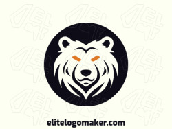 Vector logo in the shape of a black bear with an abstract design with orange and black colors.