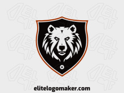 Minimalist logo with solid shapes forming a black bear with a refined design with brown and black colors.