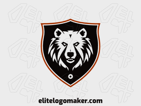 Logotipo minimalista com formas sólidas formando um urso preto com design refinado e com as cores marrom e preto.