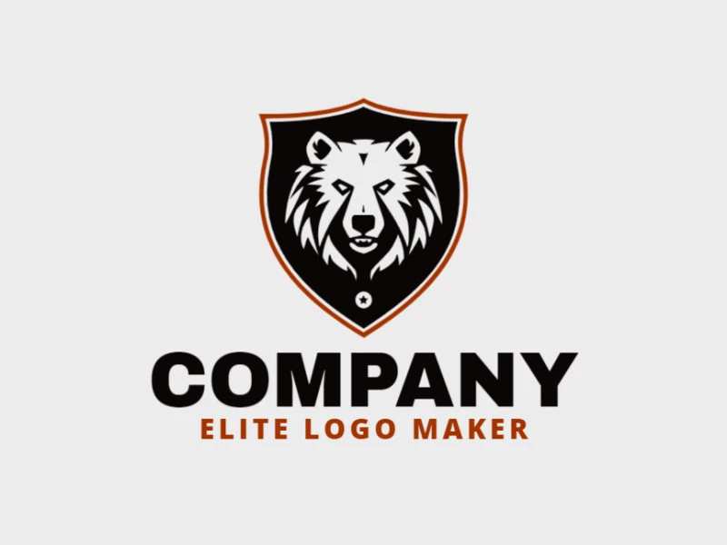 Minimalist logo with solid shapes forming a black bear with a refined design with brown and black colors.