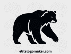 Create a vectorized logo showcasing a contemporary design of a black bear and minimalist style, with a touch of sophistication and black color.