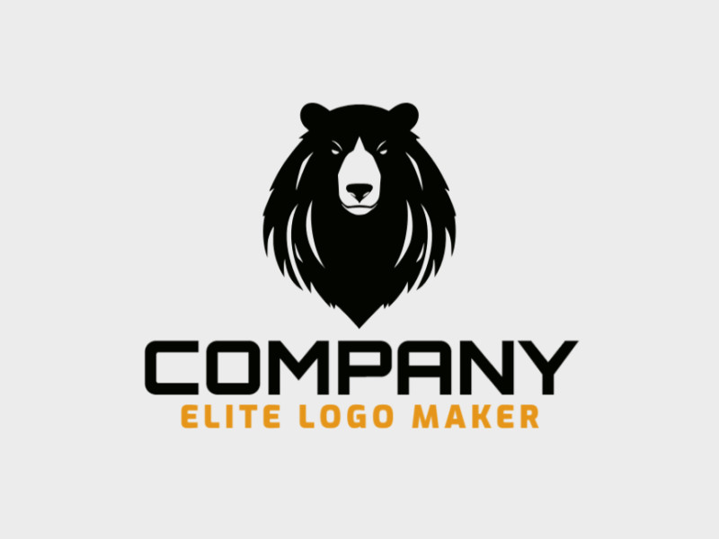 Logotipo minimalista com formas sólidas formando um urso negro com design refinado e cor preto.