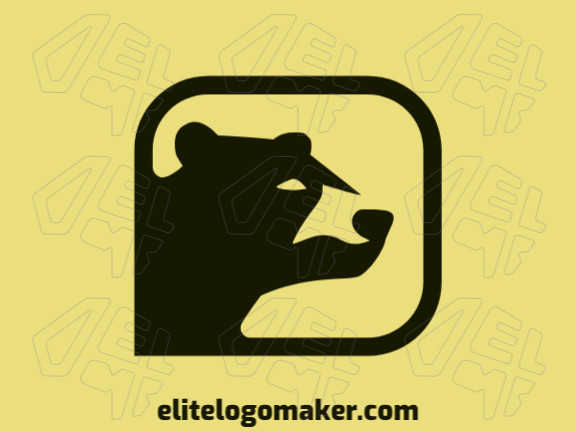 Logotipo vetorial com a forma de uma cabeça de urso negro com design mascote e cor preto.
