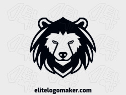 Logo template for sale in the shape of a black bear head, the color used was black.