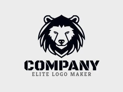 Logo template for sale in the shape of a black bear head, the color used was black.