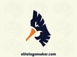 Abstract logo in the shape of a black bird with creative design.