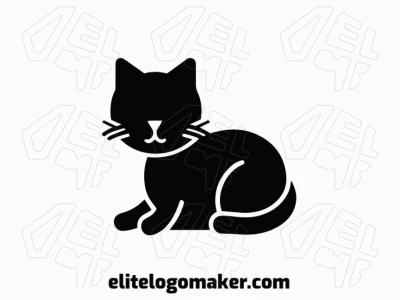 Logotipo minimalista atractivo con un gato negro, diseñado con líneas elegantes y formas simples para una identidad visual moderna y elegante.