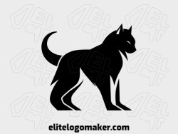 Creative logo in the shape of a black cat with a refined design and pictorial style.