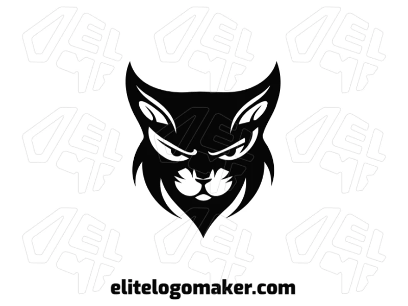 Um logo profissional com a cabeça de um gato negro e design abstrato, criado em estilo abstrato para uma aparência única e moderna.