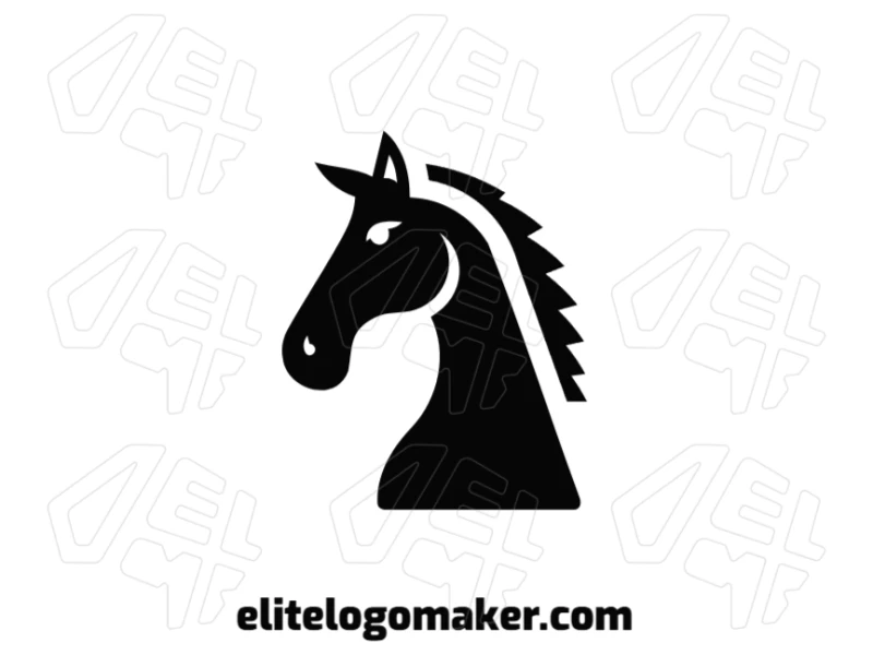 Un logotipo creativo abstracto con diseño de un caballo negro y formas simples, ideal para empresas que buscan un toque corporativo y profesional.