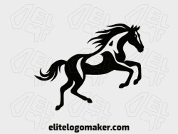 Create a vectorized logo showcasing a contemporary design of a black horse and abstract style, with a touch of sophistication and black color.