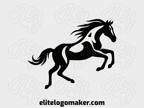 Crie um logotipo vetorizado apresentando um design contemporâneo de um cavalo negro e estilo abstrato, com um toque de sofisticação e cor preto.