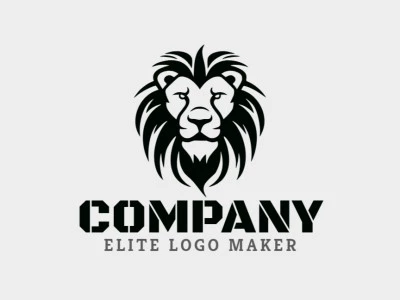 Logotipo abstracto con un diseño refinado que forma un León negro con el color negro.