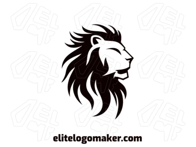 Un logo de animal llamativo con un león negro y diseño personalizable, perfecto para una identidad de marca audaz y llamativa.