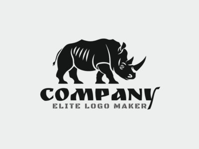 Un diseño de logotipo llamativo que presenta un rinoceronte negro, perfecto para marcas que buscan transmitir fuerza y ​​resiliencia.