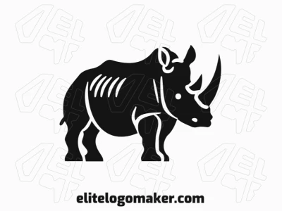 An attractive mascot logo featuring a bold black rhino, designed with strong shapes and dynamic details for a powerful and eye-catching appearance.