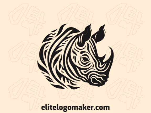 Create a logo for your company in the shape of a black rhino with abstract style and black color.
