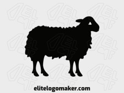 Logotipo memorável com a forma de uma ovelha negra com estilo simples, e cores customizáveis.