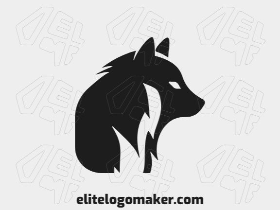 Crie um logotipo memorável para sua empresa com a forma de um lobo negro com estilo simples e design criativo.