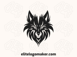 Symmetric logo in the shape of a black wolf with creative design.