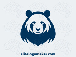 Vector logo in the shape of a blue bear with a pictorial design and dark blue color.
