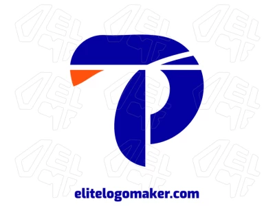 Un diseño minimalista combinando un pájaro azul y la letra "P", perfecto para un logotipo de negocios con una estética moderna y limpia.