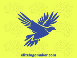 Ideal logo for different businesses in the shape of a blue bird flying, with creative design and abstract style.