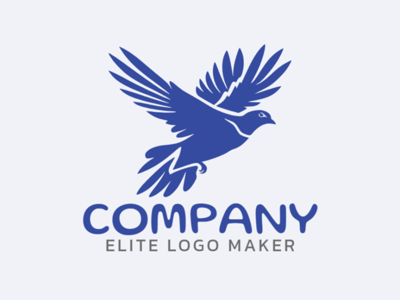 Ideal logo for different businesses in the shape of a blue bird flying, with creative design and abstract style.
