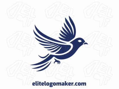 Logotipo en forma de un pájaro azul volando con diseño abstracto y color azul.