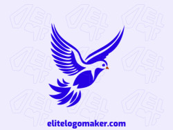 Create a vector logo for your company in the shape of a blue bird flying with a creative style, the color used was blue.