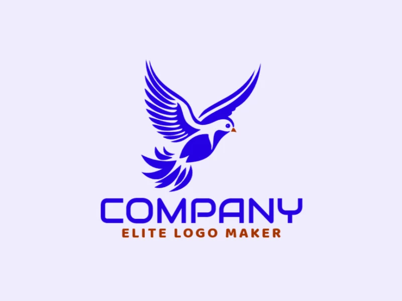 Cree un logotipo vectorial para su empresa en forma de un pájaro azul volando con un estilo creativo, el color utilizado es el azul.