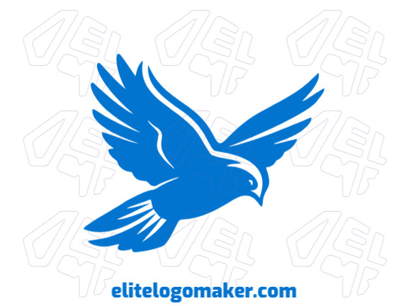 Logotipo customizável com a forma de um pássaro azul voando com design criativo e estilo minimalista.