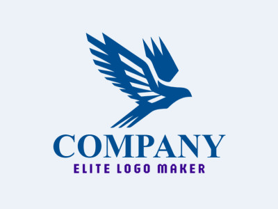 A simple yet captivating logo design depicting a blue bird in flight, symbolizing freedom and serenity in rich dark blue tones.