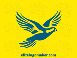 Customizable logo in the shape of a blue bird flying composed of an abstract style with blue and black colors.