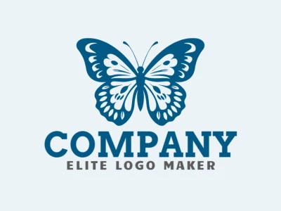 Logotipo memorable en forma de una mariposa azul con estilo simétrico y colores personalizables.