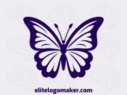 Create your online logo in the shape of a blue butterfly with customizable colors and symmetric style.