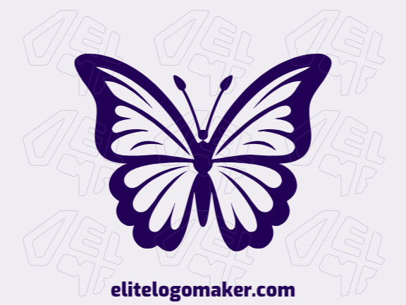 Crie seu logotipo online com a forma de uma borboleta azul com cores customizáveis e estilo simétrico.
