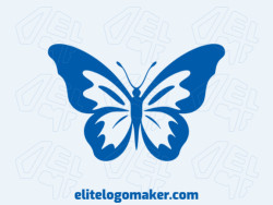 Professional logo in the shape of a blue butterfly with an minimalist style, the color used was blue.