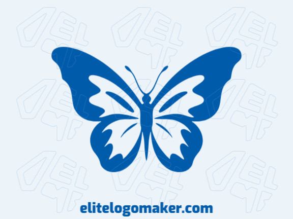 Logotipo profissional com a forma de uma borboleta azul com estilo minimalista, a cor utilizada foi azul.