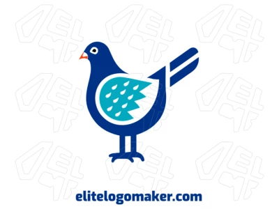 Um logo cool e minimalista com um pombo azul e design abstrato, perfeito para uma identidade de marca moderna e elegante.