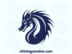 Abstract logo in the shape of a blue dragon with creative design.