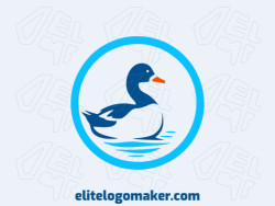 A simple logo composed of abstract shapes forming a blue duck with blue, orange, and dark blue colors.