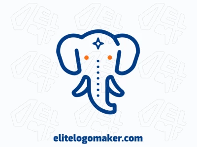 A beautiful and dynamic blue elephant head logo in an animal style, crafted for an impactful and memorable design.