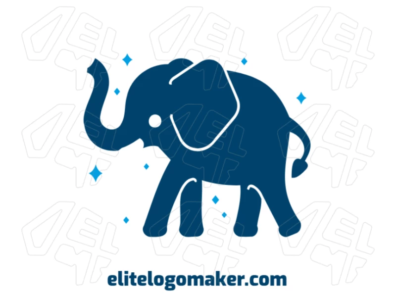 A cool, customizable blue elephant design in a minimalist style, perfect for a modern look.