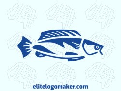Customizable logo in the shape of a blue fish with creative design and abstract style.