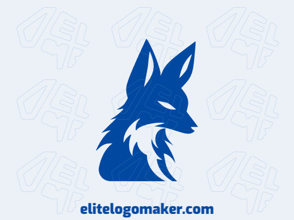 Logotipo de destaque com a forma de uma raposa azul com design diferenciado e estilo simples.