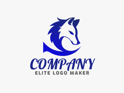 Un logotipo sofisticado y adecuado con una raposa azul en estilo de degradado.