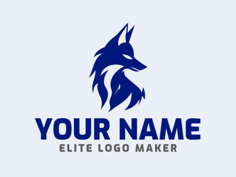 The abstract logo depicts a blue fox watching something, embodying a dynamic and graceful design that captures attention with its unique form.