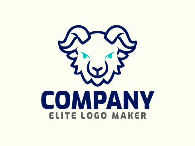 Una plantilla de logotipo abstracto con una cabeza de cabra azul, ofreciendo un diseño interesante y único.